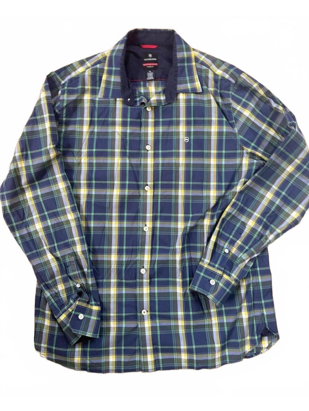 👔 Victorinox Plaid Button Up Shirt Luxury Cotton Mens XL